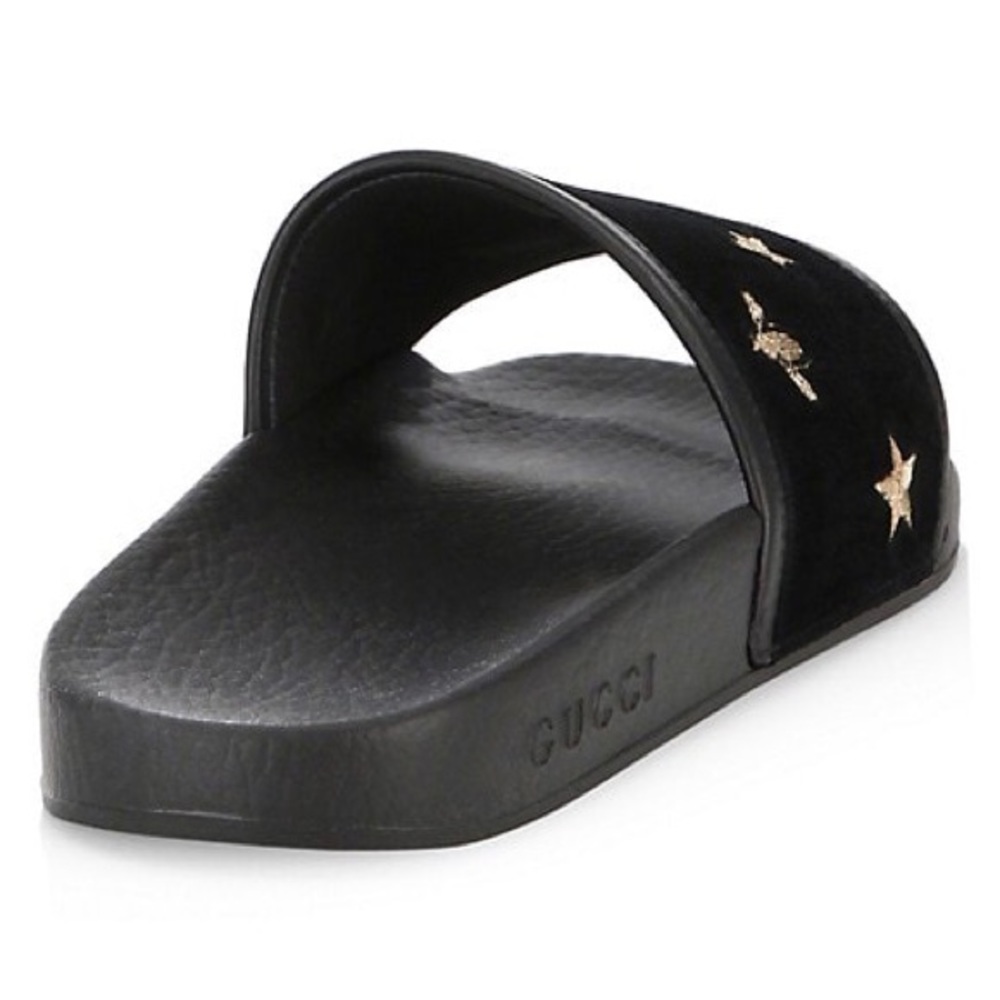 🚨 GUCCI Velvet Embroidered Pursuit Slides